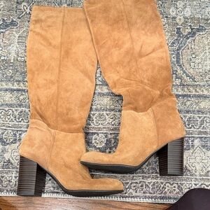Sam Edelman Classic Tan Suede Knee-High Block Heel Boots - size 7.5